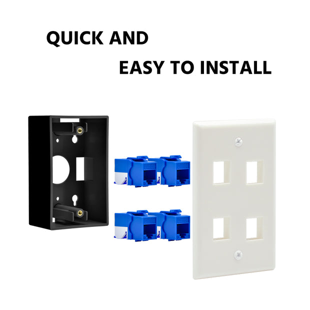 4Port Keystone Wallplate White Smooth Face