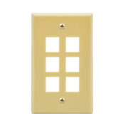 6Port Keystone Wallplate Ivory Smooth Face