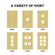 6Port Keystone Wallplate Ivory Smooth Face