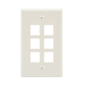 6Port Keystone Wallplate White Smooth Face
