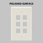 6Port Keystone Wallplate White Smooth Face