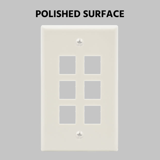 6Port Keystone Wallplate White Smooth Face