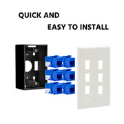6Port Keystone Wallplate White Smooth Face