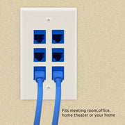 6Port Keystone Wallplate White Smooth Face