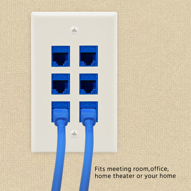 6Port Keystone Wallplate White Smooth Face