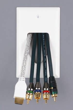 1-Gang Recessed Low Voltage Cable Plate, White