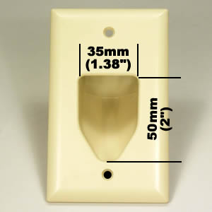 1-Gang Recessed Low Voltage Cable Plate, White
