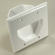 2-Gang Recessed Low Voltage Cable Plate, White