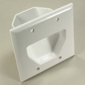 2-Gang Recessed Low Voltage Cable Plate, White