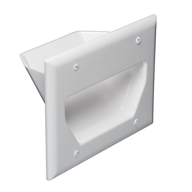 3-Gang Recessed Low Voltage Cable Plate, White