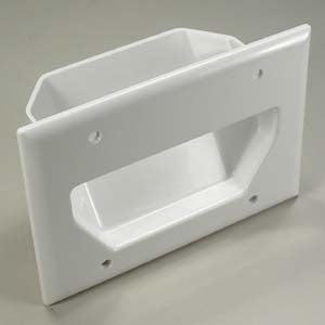 3-Gang Recessed Low Voltage Cable Plate, White