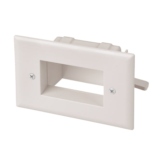 Easy Mount Recessed Low Voltage Cable Plate, White