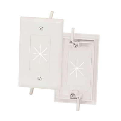 1-Gang Feed-Through Wall Plate with Flexible Opening, White