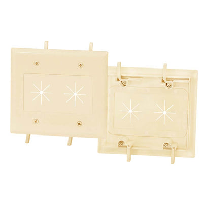 Cable Plate with Flexible Opening 2-Gang Ivory