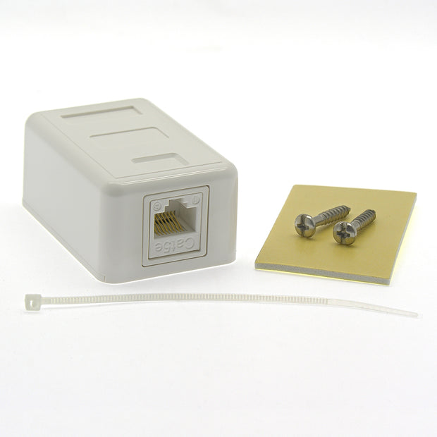 Cat.5E 1-Port Surfacemount Box White w/keystone Jack