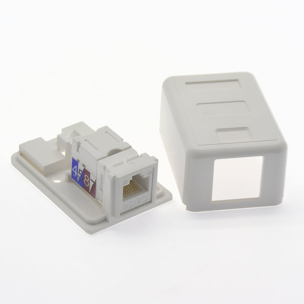 Cat.5E 1-Port Surfacemount Box White w/keystone Jack
