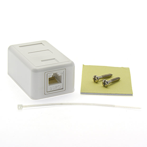 Cat.6 1-Port Surfacemount Box White w/Keystone Jack