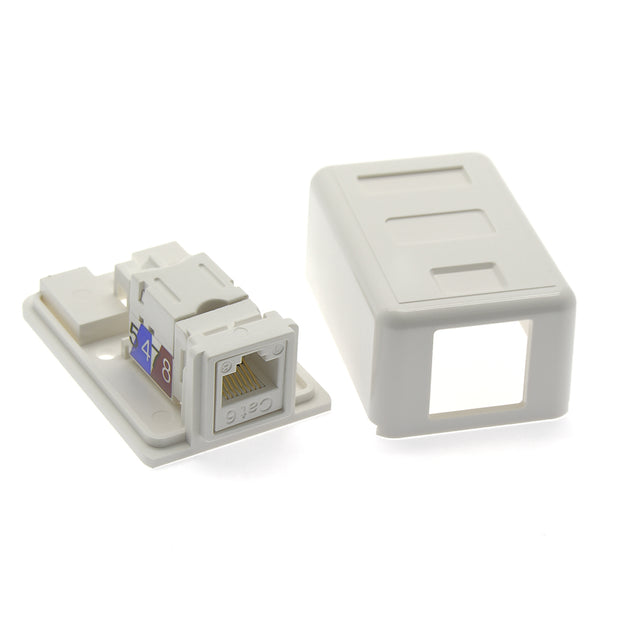 Cat.6 1-Port Surfacemount Box White w/Keystone Jack