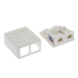 Cat.5E 2Port Surface Mount Box White w/Jack