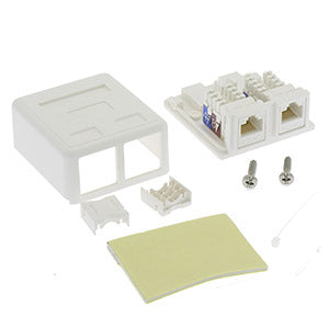 Cat.5E 2Port Surface Mount Box White w/Jack