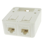 Cat.6 2Port Surface Mount Box with White Keystone Jacks Built-in