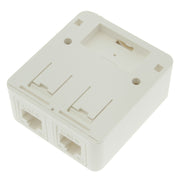 Cat.6 2Port Surface Mount Box with White Keystone Jacks Built-in