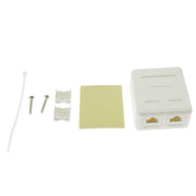 Cat.6 2Port Surface Mount Box with White Keystone Jacks Built-in