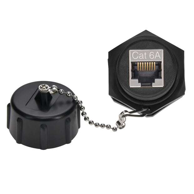 Cat.6A RJ45 Shielded Industrial Panelmount Bulkhead Coupler with Dust Cap