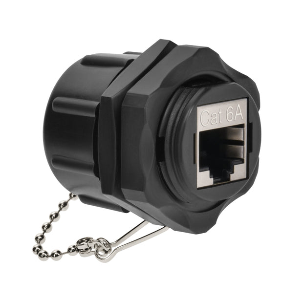 Cat.6A RJ45 Shielded Industrial Panelmount Bulkhead Coupler with Dust Cap