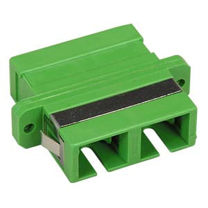SC/APC Singlemode Duplex Fiber Optic Coupler with Flange, Green