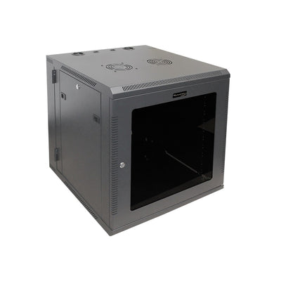 12U Swing Out Wallmount Cabinet w/ Reversible Glass Door