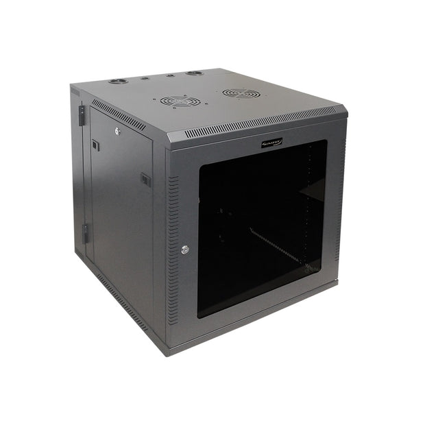 12U Swing Out Wallmount Cabinet w/ Reversible Glass Door