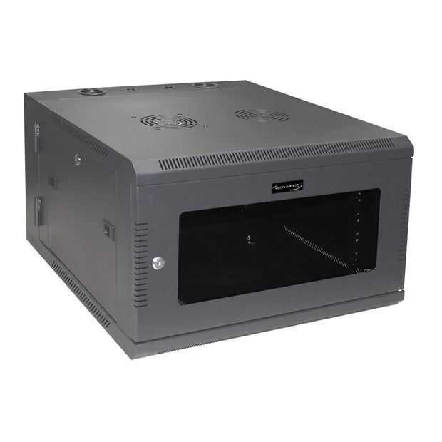 6U Swing Out Wallmount Cabinet w/ Reversible Glass Door