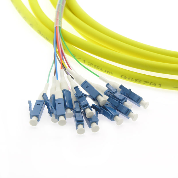 3m 12-Fiber LC/UPC Singlemode Pigtail Yellow