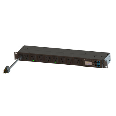 19" 1U Rackmount 8-Outlet Smart PDU Metal Case 12Ft Power Cord AC110-120V 15/20A (UL)