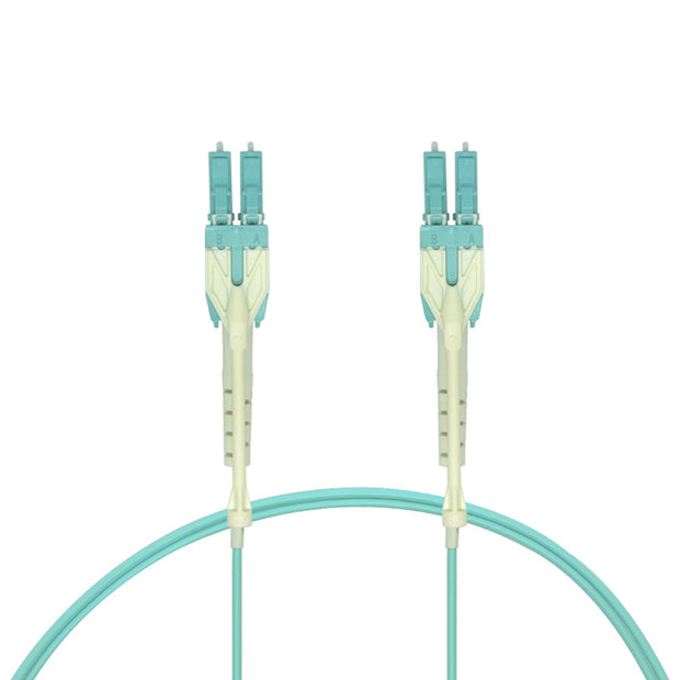 1m Uniboot LC/UPC-LC/UPC OM3 Multimode Duplex OFNR 2.0mm Aqua Fiber Optic Patch Cable with