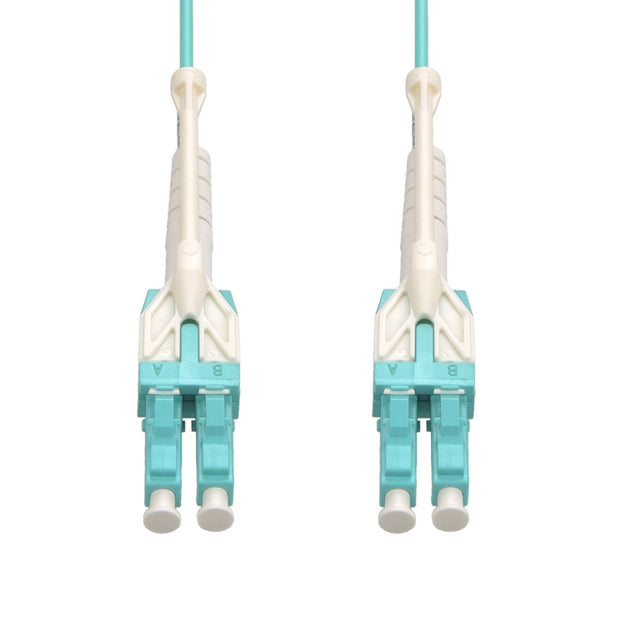 1m Uniboot LC/UPC-LC/UPC OM3 Multimode Duplex OFNR 2.0mm Aqua Fiber Optic Patch Cable with