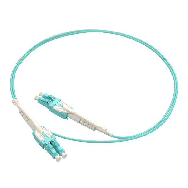 1m Uniboot LC/UPC-LC/UPC OM3 Multimode Duplex OFNR 2.0mm Aqua Fiber Optic Patch Cable with
