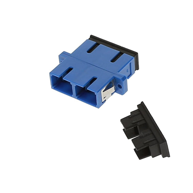 SC/UPC Singlemode Duplex Fiber Optic Coupler with Flange, Blue