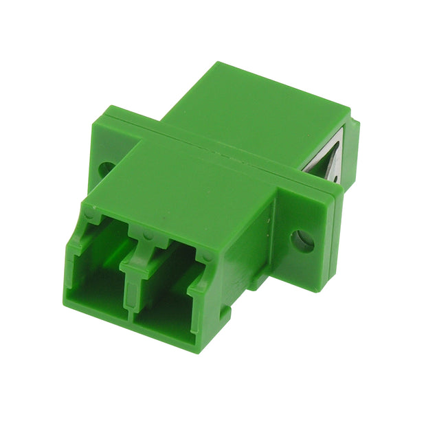 LC/APC Singlemode Duplex Fiber Optic Coupler with Flange, Green