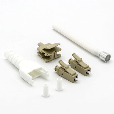 LC/UPC OM1 Multimode Duplex Uniboot Connector Beige-White (10pack)