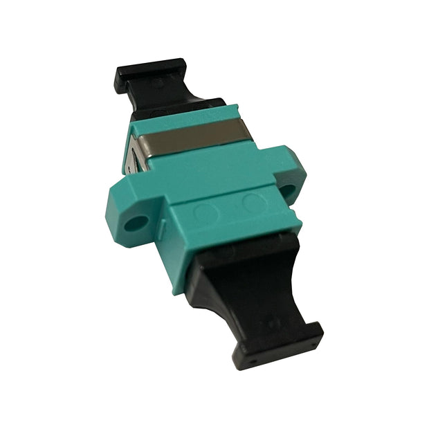 MPO Multimode OM3 Adapter Key-Up/Key-Down with Flange Aqua