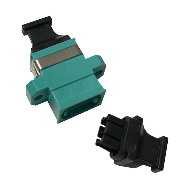 MPO Multimode OM3 Adapter Key-Up/Key-Down with Flange Aqua