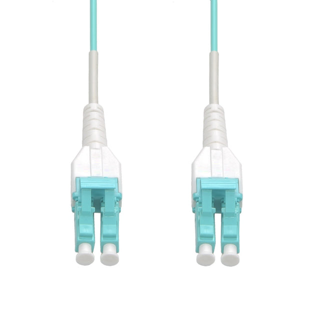 20m Uniboot LC/UPC-LC/UPC OM4 Multimode Duplex Aqua Fiber Optic Patch Cable Standard