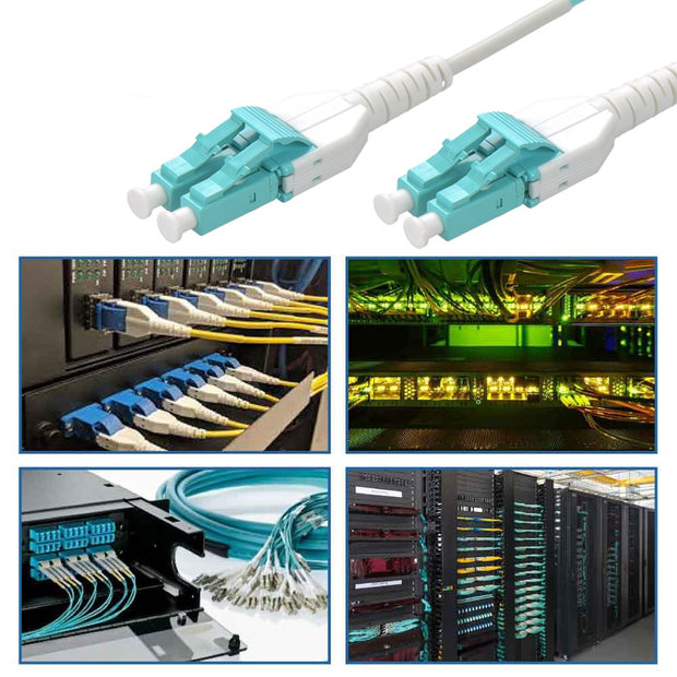 1m Uniboot LC/UPC-LC/UPC OM3 Multimode Duplex OFNR 2.0mm  Aqua Fiber Optic Patch Cable Sta