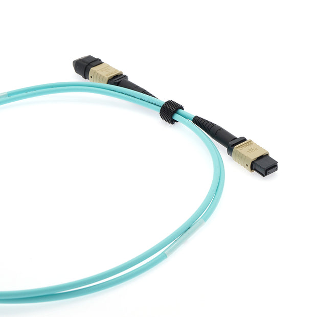 1m Senko MPO/UPC F/F 12-Fiber Type A OM3 Multimode Fiber Optic Cable Aqua