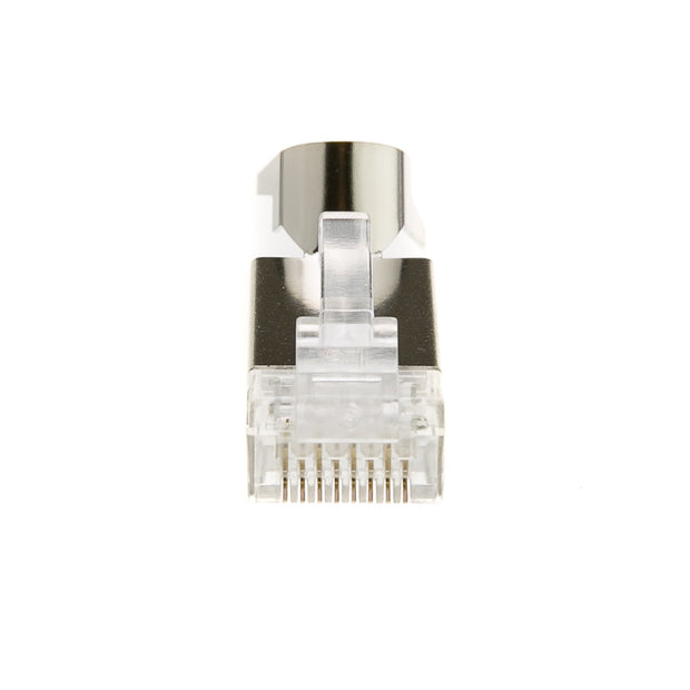 Platinum Tools Shielded Cat6a Crimp Connector for Solid Cable, includes wire guide insert, POE Compliant, 100 pieces