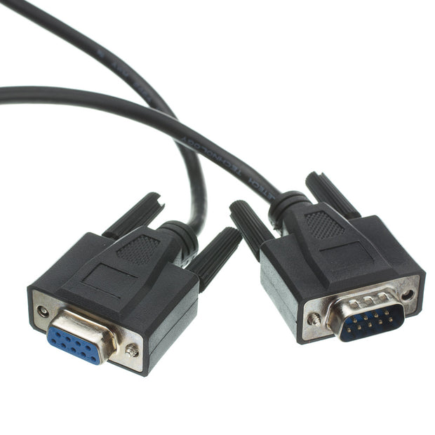 Serial Extension Cable, Black, DB9 Male to DB9 Female, RS-232, UL rated, 9 Conductor, 1:1