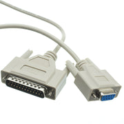 Null Modem Cable, DB9 Female to DB25 Male, UL rated, 8 Conductor