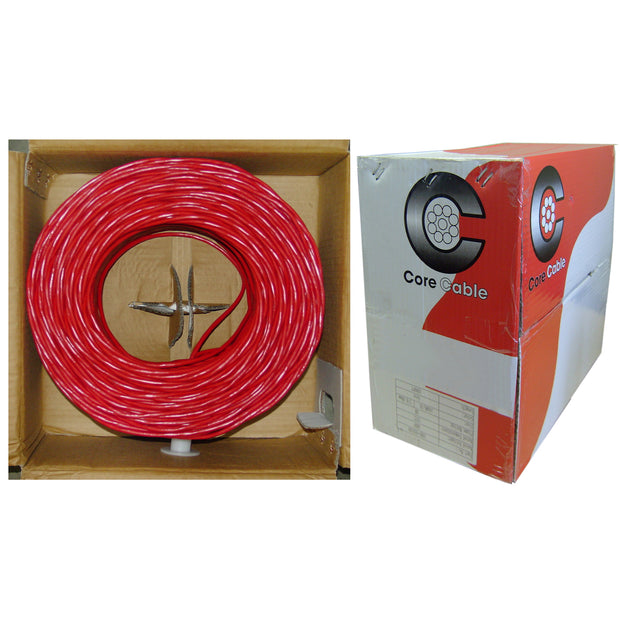 Fire Alarm / Security Cable, Red, 18/2 (18 AWG 2 Conductor), Solid, FPLR, Pullbox, 1000 foot
